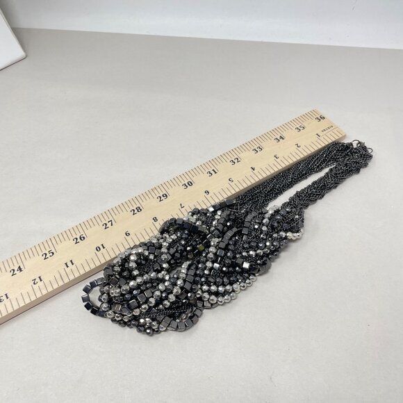 Multi-Strand Twisted Beads‎ Necklace Chunky Statement Dark Goth Whimsigoth Black - Picture 7 of 7